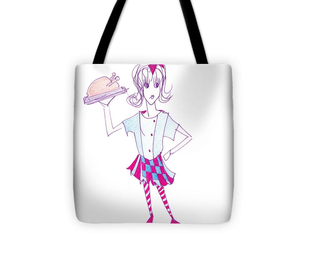 Cooking Cures Me Bibi tote bag featuring vibrant print, durable fabric, and a black shoulder strap.